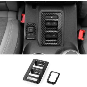 RAZPOY for Bronco Window Lift Switch Control Trim, 2PCS Center Console Rearview Mirror Adjustment Panel Cover Compatible with 2021-2026 Ford Bronco 4Door Carbon Fiber Interior Accessories