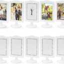 Lawei 10 PCS Double Sided Standing Picture Frames 4x6 Inch, Plastic Pedestal Photo Frame Bulk, White Vertical Picture Holder with Inserts & Base, Display Picture Frames for Wedding, Table