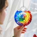 Christmas Ornaments: Stained Glass Ornament, Christmas Tree Ornament, Hanging Ornaments for Home Decor & Xmas Tree Decorations, Exquisite Holiday Decor, Gift & Holiday Present - Rainbow Spiral