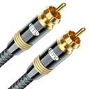 EMK 10Ft RCA to RCA Subwoofer Cable - 24K Gold-Plated, Nylon Braided RCA Audio Cable, Double Shielded Digital Coaxial Cable for Premium Home Theater & Hi-Fi Systems (Male to Male Brown)