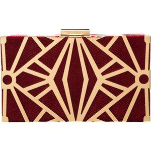 CARIEDO Women Evening Bag Elegant Clutch Purse Exquisite Velvet Metal Hollow out Handbags Prom Wedding Party (Maroon and Gold)