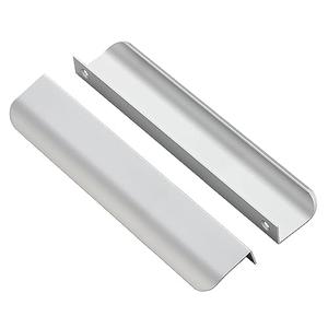 Ravinte 2Pack Finger Pulls for Cabinets 160mm/6.25in Hole Center Tab Cabinet Handle Silver Finger Edge Pulls Concealed Handles for Kitchen Drawer Finger Hardware 200mm/7.87in Length