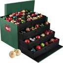 HOLDN STORAGE Christmas Ornament Storage Box with Dividers, Stores Ornaments up to 96 of 3 Inch Large Christmas Ball Storage Containers with 4 Trays - Green