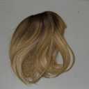 UDU Short Bob Hair Topper with Bangs  Ombre Brown Synthetic Clip in Top Hairpiece  Natural Volume Wiglet for Women with Thin or Fine Hair (Dark Blonde with Dark Roots)