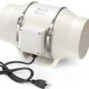 4 Inch Duct Inline Ventilation Exhaust Fan 296 CFM Duct Intake Fan High Efficiency Air Fan Quiet Copper Motor for Ducting Vents Bathroom Kitchen Grow Tents Hydroponics