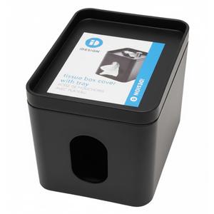 Tissue Box Cover Square, Carved Flowers Wooden Tissue Box Holder with Slide-Out Bottom, Decorative Cube Wall Mounted Tissue Holder for Desktop Nightstand Bathroom Office, Rustic Farmhouse Home Decor Black