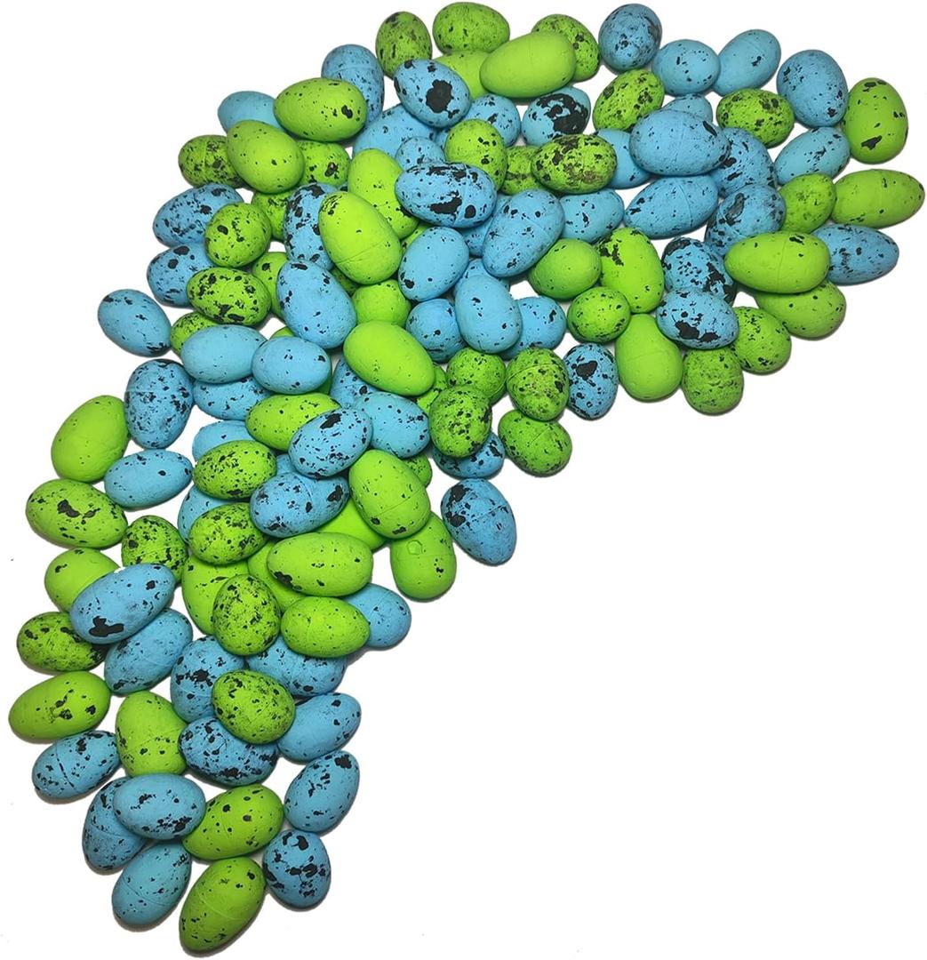 128 Pcs Foam Easter Egg Decoration 2.5-3cm DIY Fake Eggs Artificial Foam Bird Eggs Garden Bird Nest Decor Easter Party Decorations Home Decor (Blue and Green)