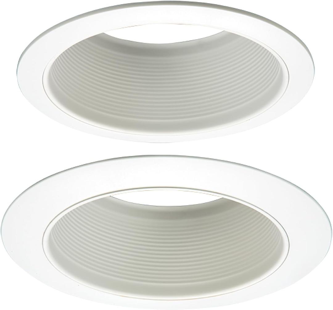 HALO E26 Series 6 in. White Recessed Ceiling Light Fixture Trim with White Straight Side Metal Baffle