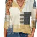 Womens Tops 3/4 Sleeve V Neck Spring Summer Work Tunic Shirts Business Dressy Casual Blouses (S)