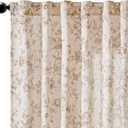 jinchan Amlie Linen Floral Curtains 96 inch Length Curtains for Living Room Bedroom Farmhouse Country Decor Drapes Light Filtering Window Treatment Back Tab Rod Pocket 2 Panels Taupe