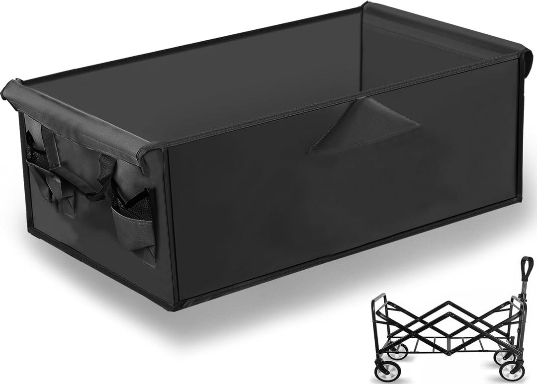 Camping Cart Liner Foldable Wagon Cloth Pocket, Beach Cart Large Capacity Cloth Pocket, for Station Wagons Front and Rear Foldable Cloth PocketsReplacement Cloth BagsSize fits Body Length 25"-30"