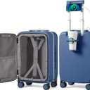 Mixi Carry On Luggage with Cup Phone Holder and Charger Hard Shell Suitcases with Spinner Wheels,20 Inch Sapphire Blue
