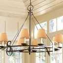 Tuanse 6 Pcs Boho Rattan Lamp Shade Scalloped Clip on Chandelier Shade 3" x 6" x 5" Rustic Barrel Lighting Cover for Kitchen Dining Living Room Table Wall Chandelier