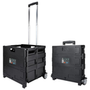 Folding Utility Trolley Box Collapsible Black Rolling Folding Dolly Cart for Teachers - Multi-Functional with Extra Storage, Durable Wheels, and Easy-to-Fold Design for Classroom, Office, Shopping