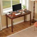 Solid Wood Computer Desk with Drawers (Black Walnut Color, 47.2inch)