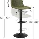 Finnhomy Bar Stools Set of 2 Counter Height, Swivel Barstools with Footrest and L Shape Back, Height Adjustable Modern Bar stools for Kitchen, Vintage Leather, Retro Green, One Size