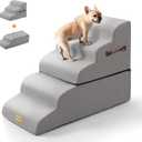 3 in 1 30D High Density Foam Stable Dog Stairs for High Bed, 22.8’’H 5 (2+3) Steps Pet Ramp, Non-Slip Pet Steps with Handle for Dachshund,Small, Surgery Dog, Senior Cat