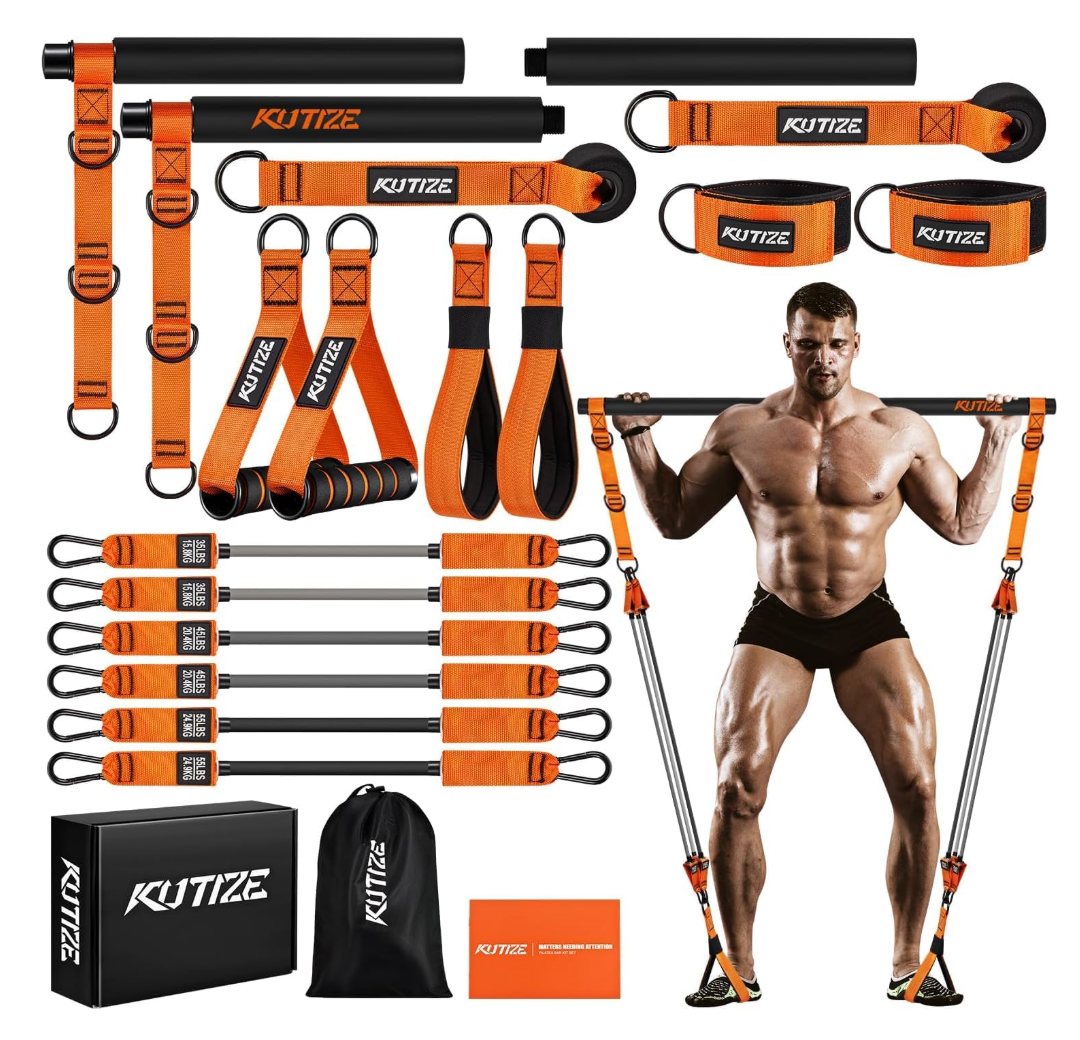 KUTIZE Pilates Bar Kit with Resistance Bands for Working Out, 270lbs Heavy Resistance Bands with Handles, Portable Pilates Equipment with Resistance Band Bar for Men Women, Full Body Workout Equipment
