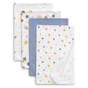 Delta Children 100% Cotton Flannel Baby Receiving Blankets for Girls and Boys  30x30 Inches (Pack of 4), Space Exploration