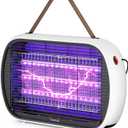 Buzbug Upgraded LED Bug Zapper Indoor, LED Bulbs Up to 50,000 Hours, 3 Lamps Sustainable Less Power, 3800V Powerful Electric Mosquito Zapper, Fly Trap Mosquito Trap, Fly Killer Fly Zapper (White)