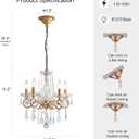 Crystal Chandelier, 5-Light Chandelier for Dining Room Light Fixture, K9 Crystal Pendant Ceiling Light Fixture, Modern Candle Chandelier for Living Room Kitchen Island Entryway Bedroom (Gold)