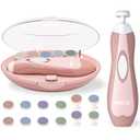 Fansidi Upgraded Baby Nail File | Easy & Safe Baby Nail Trimmer, Precise 4-Stage Electric Nail Clipper for Newborn to Toddler Girl, with Soft LED Light & 18 Grinding Heads, Perfect Baby Shower Gift (Blush Petal Pink)