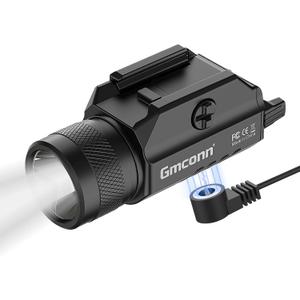 Gmconn 1250 Lumen Pistol Light, Compact Adjustable Rail Mounted Flashlight Mini Weapon Light with Strobe Mode for Picatinny MIL-STD-1913, Glock (1250 Lumen)