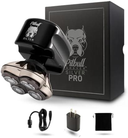 Skull Shaver Pitbull Silver PRO: Electric Head Shaver for Men, Wet & Dry Bald Head Shaver with Ergonomic Design - Perfect Grooming for Men