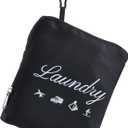 JHX Travel Laundry Bag, Dirty Clothes Organize with Handles and Aluminum Carabiner, Collapsible Laundry Bag for Travel, Camp, Fitness, and Students（1Pcs Black） 24"L x 21"W