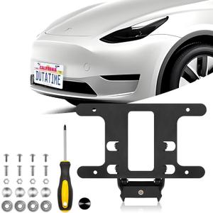 No Drill Front License Plate Frame Holder for 2020-2024 Model Y, 2017-2023 Model 3 Anti-Theft Front License Bracket Plate Mount No Drilling Lockable Tesla Accessories