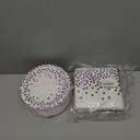 Purple and White Gold Paper Plates and Napkins 200Pack-100 x 7" Dessert plates & 100 x 6.5'' Napkins,Purple Paper Plates for Appetizers,Cakes and Salads,for Birthdays,Graduation,Carnival (Modern-200PCS)