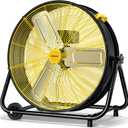 VAGKRI 24 Inch Industrial Drum Fan, 320W High Velocity Floor Fan, 3 Speed Heavy Duty Metal Air Circulator, 360 Tilt with Casters Handle ETL Standard for Patios, Warehouse, Commercial,Basement