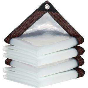 Clear Tarps Heavy Duty Waterproof Transparent Tarpaulin with Grommets Greenhouse Plastic Panels for Covering Garden Plant Camping Supplies, Deck Porch Patio Gazebo Curtains (2, 3 x 2.5 m/10 x 8 ft)