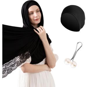 Viscose & Cotton Hijab Scarf Set for Muslim Women  Undercap & Safety Hijab Pin  Soft, Stylish & Comfortable (Pink)