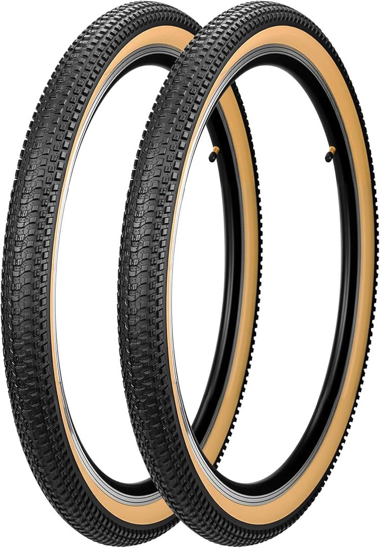 2 Pack Mountain Bike Tire 26" Strong Grip Compatible Replacement Bicycle Tire for MTB Mountain Bicycle (Brown Side Wall (2 Tires))
