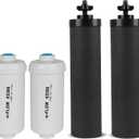 Gravity Water Filter Replacement, for Berkey Black Carbon (BB9-2) Purification Elements and Fluoride Filters K5366 (PF-2) Combo Pack, Compatible with Berkey Filtration System, Pack of 4