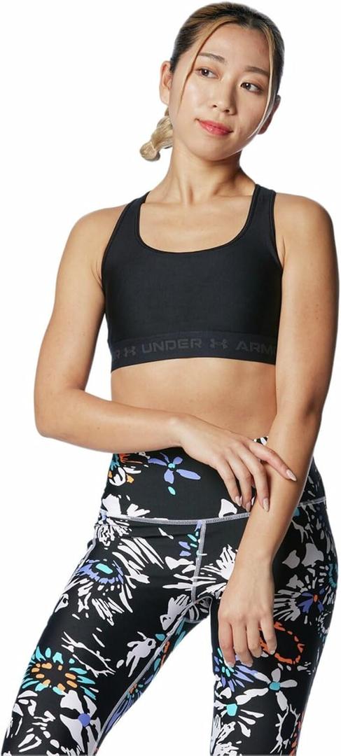 Under Armour Womens Crossback Mid Impact Sports Bra (Small, Black (001)/Jet Gray)