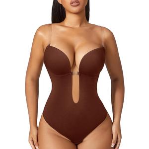 Women Shapewear Backless Body Bra Shaper Womens Plus Size Plunge Invishaper Low Back Thong Bodysuits Open Crotch Daily Use, Size L