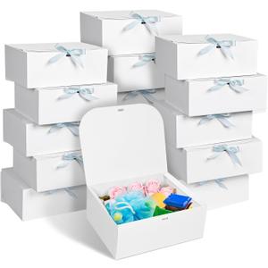 15Pack Gift Boxes with Lids for Presents, 10x8x4 Inch Bridesmaid Proposal Box, White Gift Boxes with Ribbon for Bride Shower, Birthday, Wedding, Party, Graduation Gift