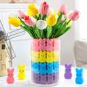 Labrostar Easter Decorations Easter Decor 15pcs Artificial Tulips with 48pcs Bunnies Vase Filler Spring Decor Home Indoor Decoration Centerpieces for Tables