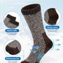 Senker Fashion Merino Wool Socks for Men Women, Hiking Thermal Warm Thick Crew Sock for Winter Outdoors Work 3 Pairs (Medium, Black Brown Grey)