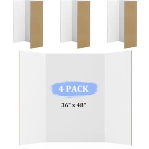 4 Pack 36" x 48" Trifold Poster Board for Presentation, White Corrugated Cardboard Large Tri Fold Poster Board for Science Fair, Office & School Projects, Photo Displays, Exhibitions Event 4 Pack 36" x 48" Trifold Poster Board for Presentation, White Corrugated Cardboard Large Tri Fold Poster Board for Science Fair, Office & School Projects, Photo Displays, Exhibitions Event