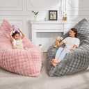 Hobestluk 3 in 1 Bean Bag Chair Giant Bean Bag Chairs for Adults with Bubble Cover Convertible Bean Bag Floor Cushion with Machine Washable Cover for Living Room (Bubble Grey)