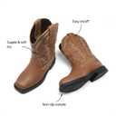 DREAM PAIRS Toddler Little Boys Girls Cowboy Boots Kids Western Square Toe Riding Mid Calf Boots (Brown)