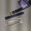 ANNEFIT Women's Leather Watch Band 10mm 12mm 13mm 14mm 15mm 16mm 18mm 20mm, Lizard Grain Slim Thin Replacement Strap (Blue/Gold Buckle)