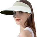 ZOORON Sun Visor Hats for Women Men Wide Brim Sun Hats Women Men Adjustable Ponytail Sun Hats Foldable UPF 50+ Pack of 3