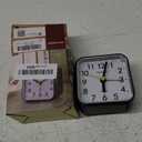 Peakeep Small Battery Operated Analog Travel Alarm Clock Silent No Ticking, Lighted on Demand and Snooze, Beep Sounds, Gentle Wake, Ascending Alarm, Easy Set (Black)