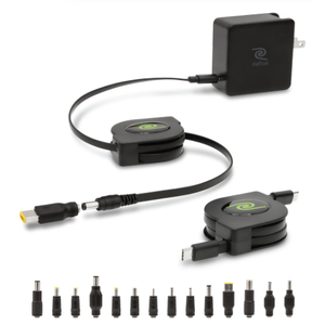 ReTrak 67 W Retractable Universal Laptop Charger and Power Adapter with 14 Tips