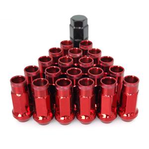 Lug Nuts M12x1.5 Open End Wheel Nuts,Taper Acorn Seat, Forged Locknut Racing Nut 20 Set 2 Pieces Total 22 Pieces and 1 Nut Socket Key (Red, M12 x P1.5)