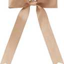 Meseey 30 Pcs Latte Satin Bows 6 X 10 Inch Premade Bows with Twist Tie for Wedding Florist Decor, Cake Pops,Christmas Tree & Gift Wrapping(Latte)